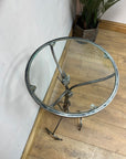 Metal Pedestal Grapevine Glass Top Plant / Lamp Stand Table (SKU66)