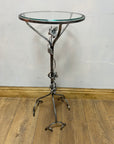 Metal Pedestal Grapevine Glass Top Plant / Lamp Stand Table (SKU66)