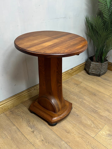 Vintage Art Deco Figured Walnut Pedestal Occasional Side Table (SKU91)
