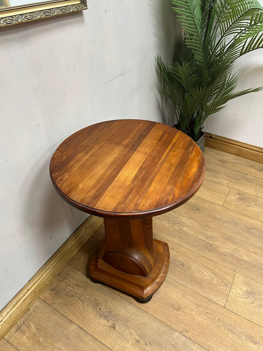 Vintage Art Deco Figured Walnut Pedestal Occasional Side Table (SKU91)
