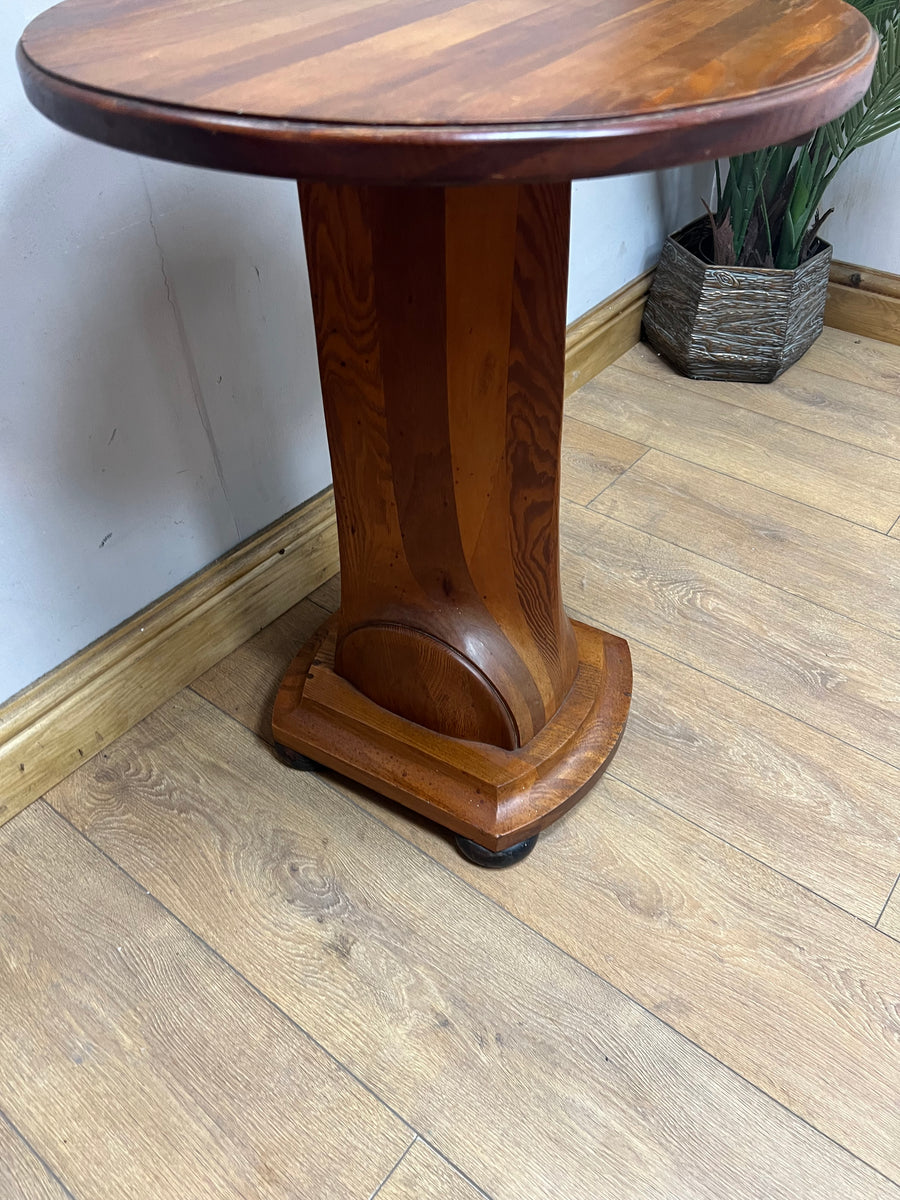 Vintage Art Deco Figured Walnut Pedestal Occasional Side Table (SKU91)