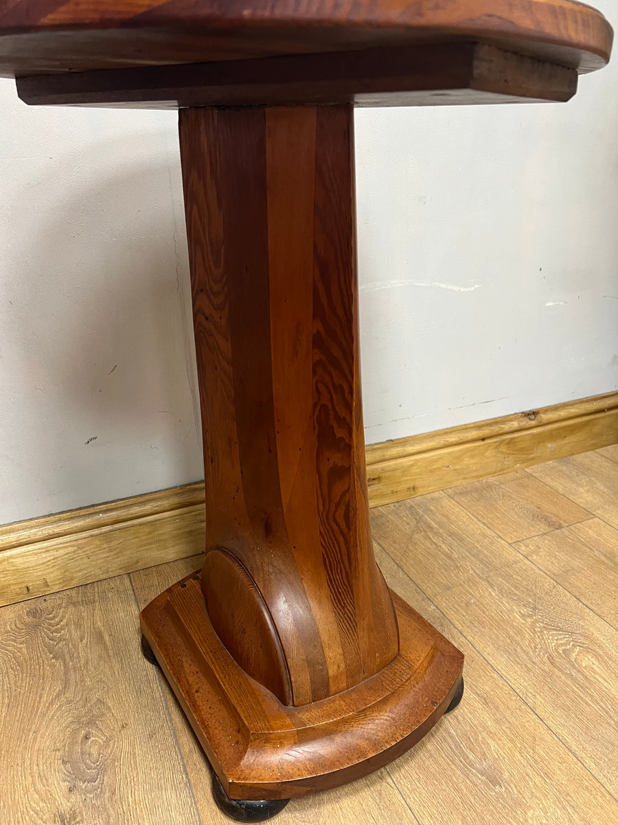 Vintage Art Deco Figured Walnut Pedestal Occasional Side Table (SKU91)
