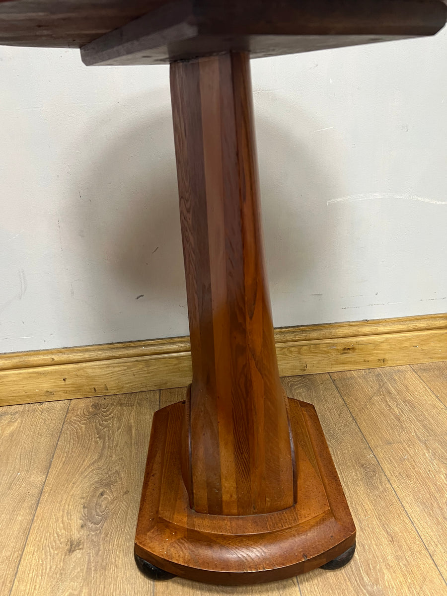 Vintage Art Deco Figured Walnut Pedestal Occasional Side Table (SKU91)