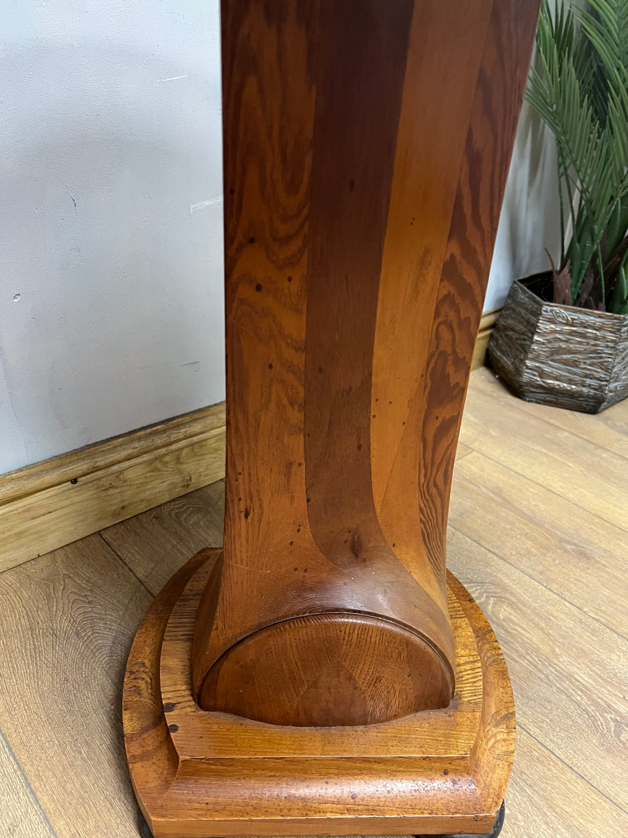 Vintage Art Deco Figured Walnut Pedestal Occasional Side Table (SKU91)