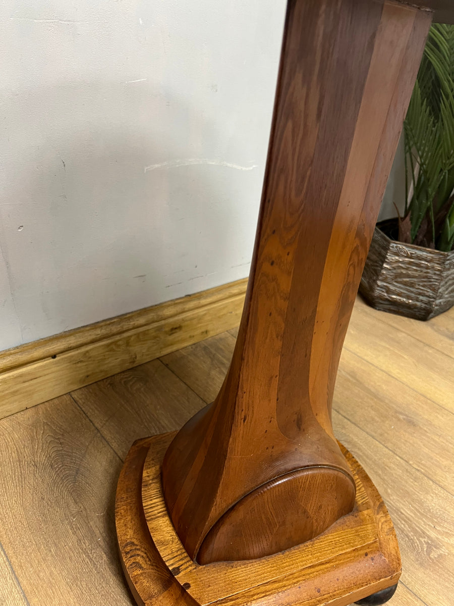 Vintage Art Deco Figured Walnut Pedestal Occasional Side Table (SKU91)