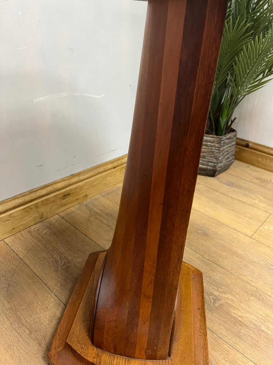 Vintage Art Deco Figured Walnut Pedestal Occasional Side Table (SKU91)
