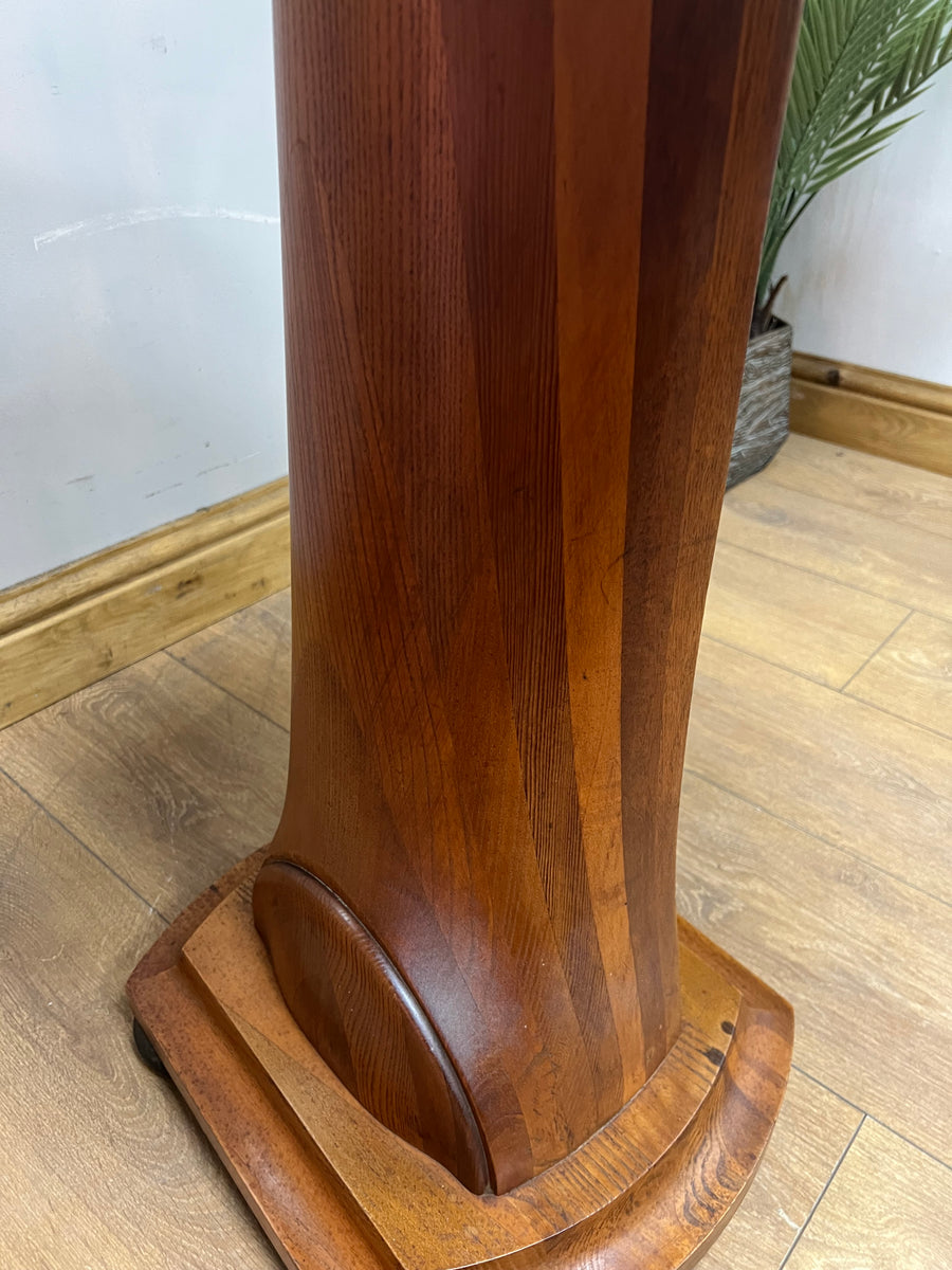 Vintage Art Deco Figured Walnut Pedestal Occasional Side Table (SKU91)