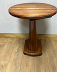 Vintage Art Deco Figured Walnut Pedestal Occasional Side Table (SKU91)