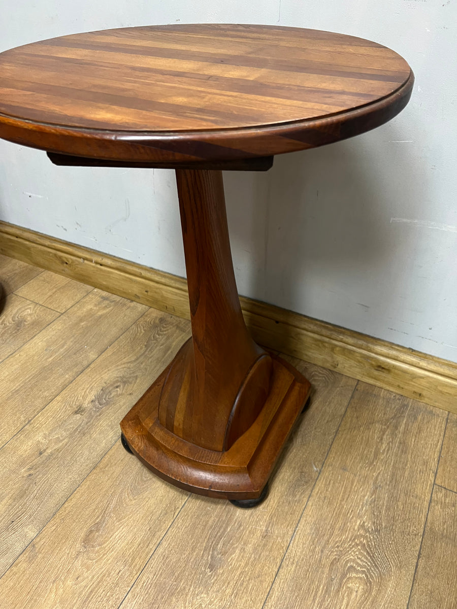 Vintage Art Deco Figured Walnut Pedestal Occasional Side Table (SKU91)