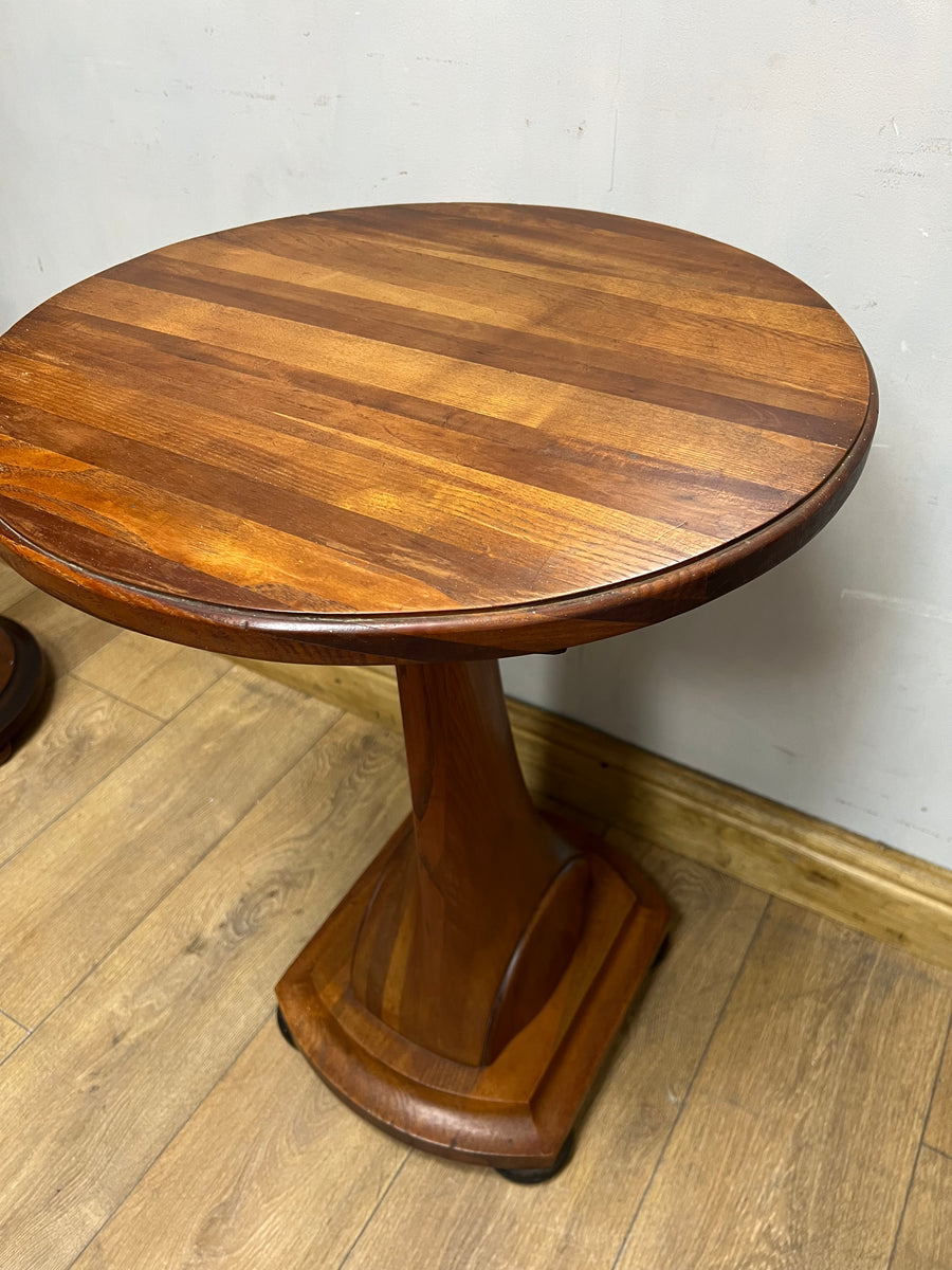 Vintage Art Deco Figured Walnut Pedestal Occasional Side Table (SKU91)
