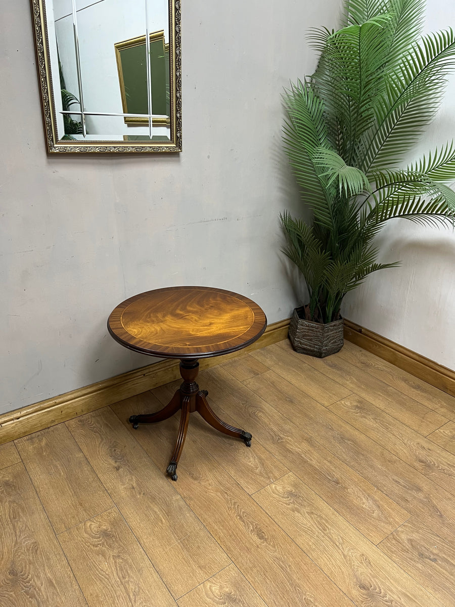 Vintage Mahogany Pedestal Side Table On Castors (SKU87)