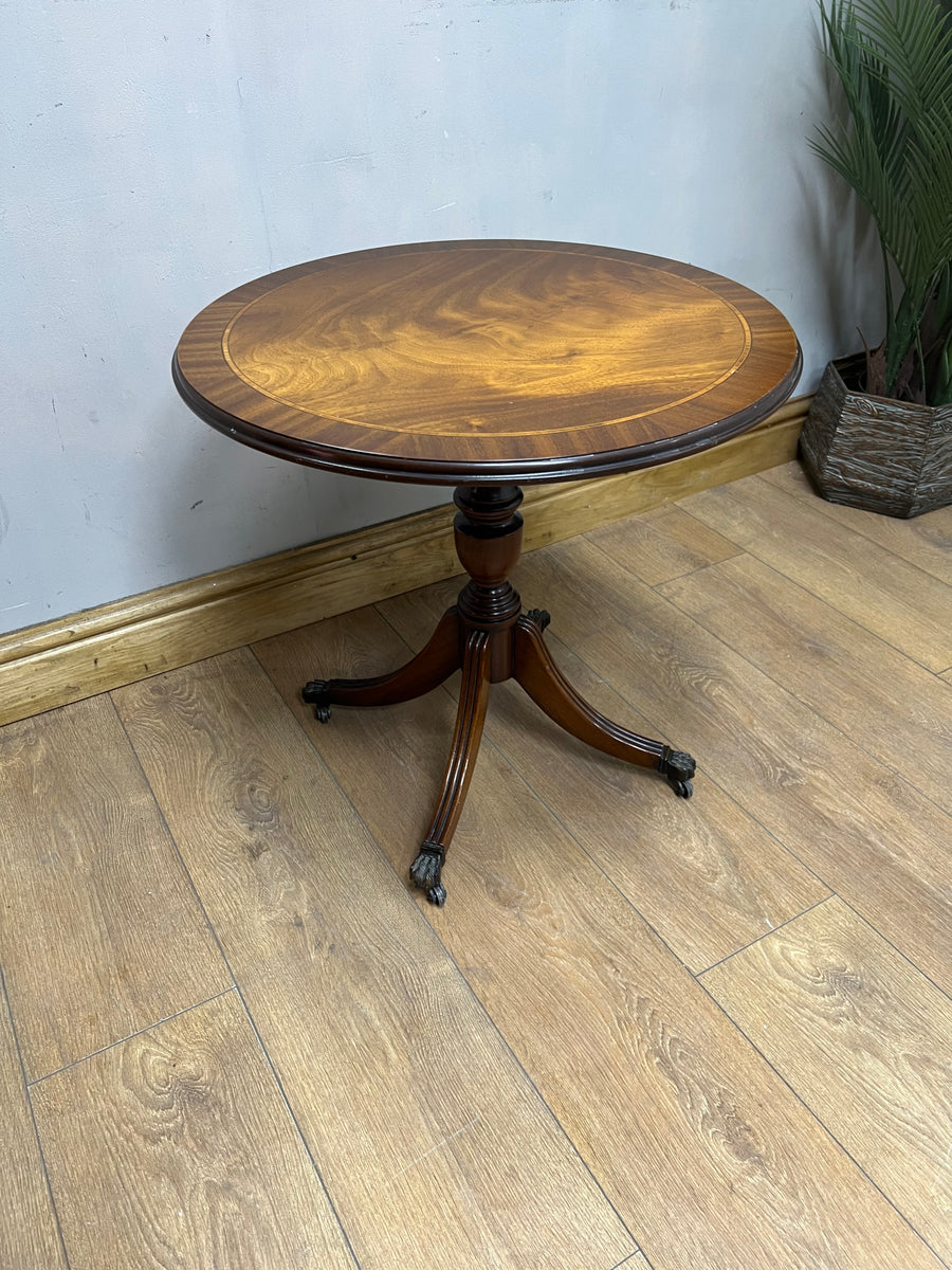 Vintage Mahogany Pedestal Side Table On Castors (SKU87)