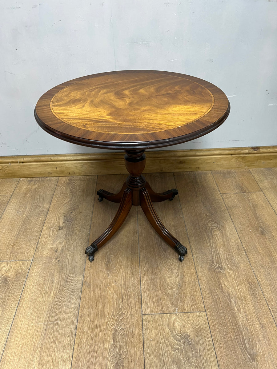 Vintage Mahogany Pedestal Side Table On Castors (SKU87)