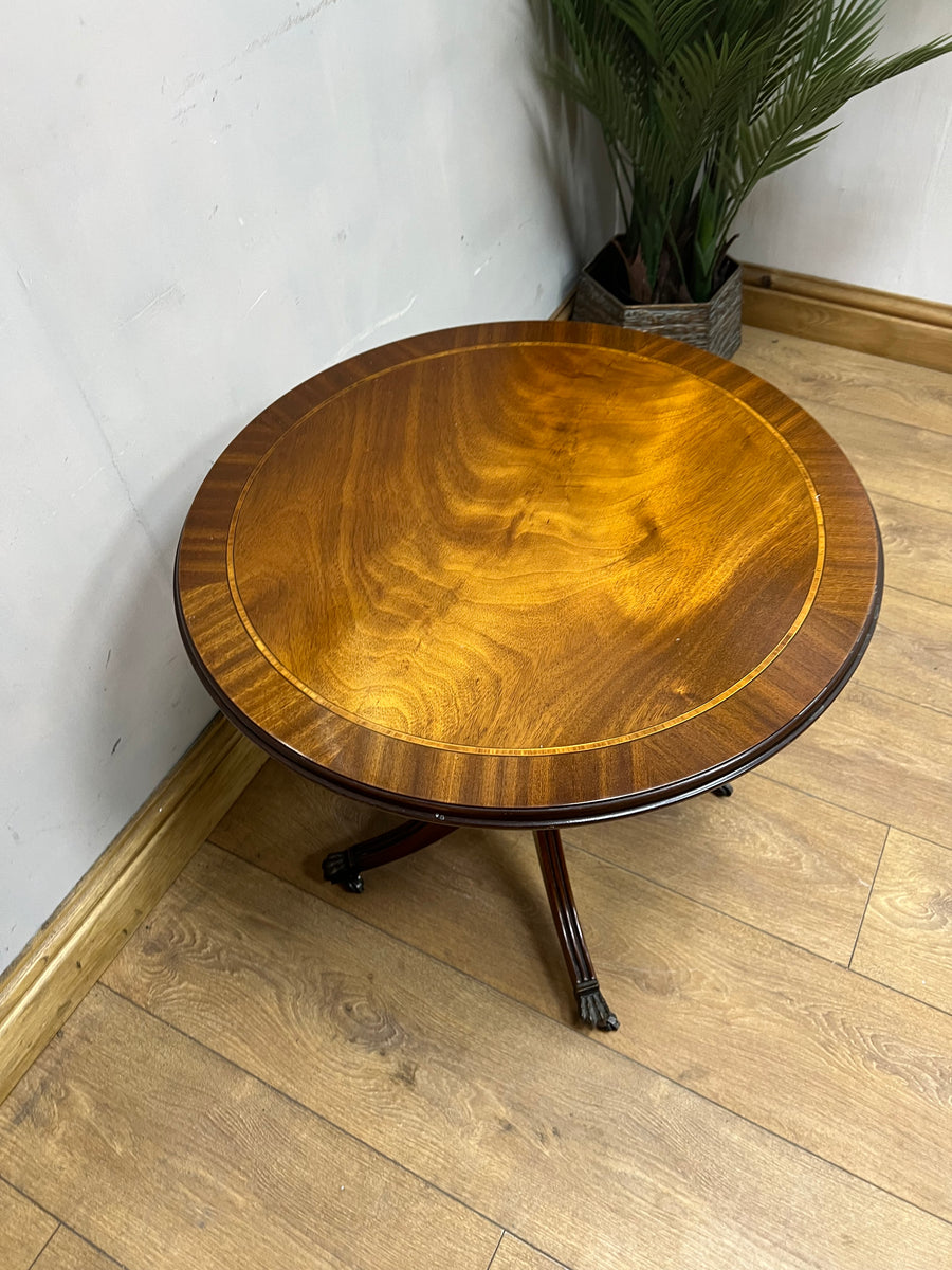 Vintage Mahogany Pedestal Side Table On Castors (SKU87)