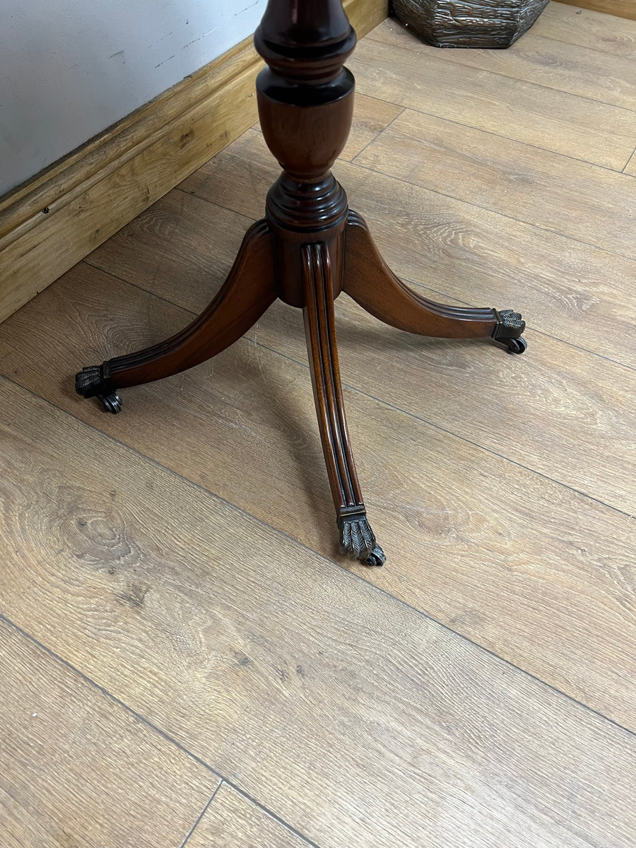 Vintage Mahogany Pedestal Side Table On Castors (SKU87)