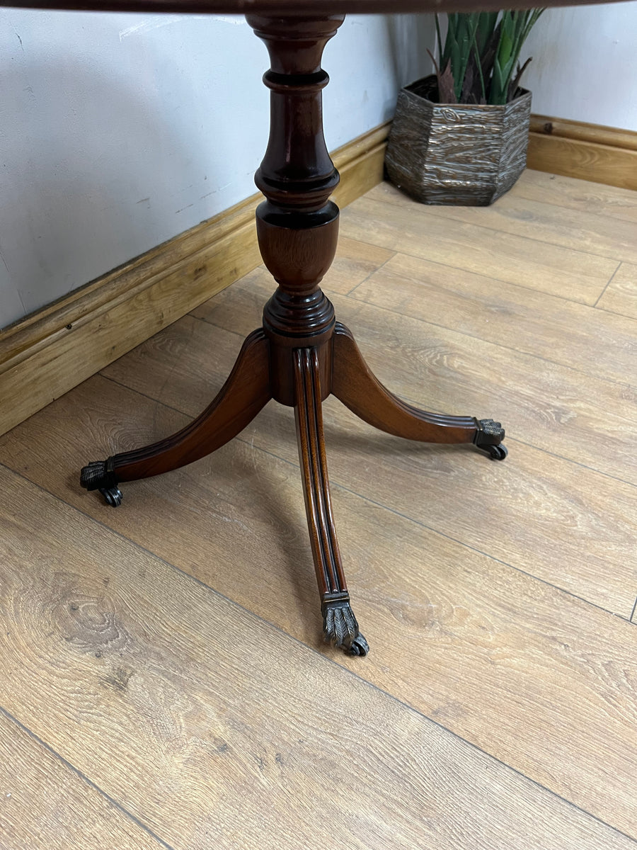 Vintage Mahogany Pedestal Side Table On Castors (SKU87)