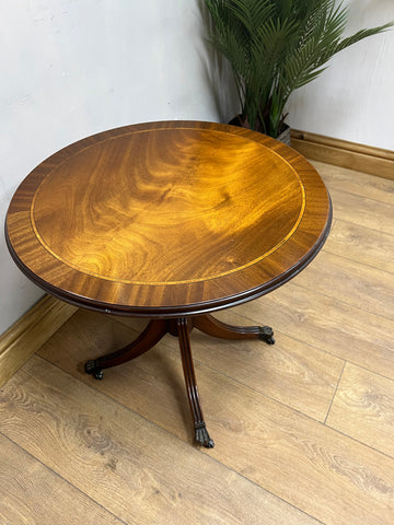 Vintage Mahogany Pedestal Side Table On Castors (SKU87)