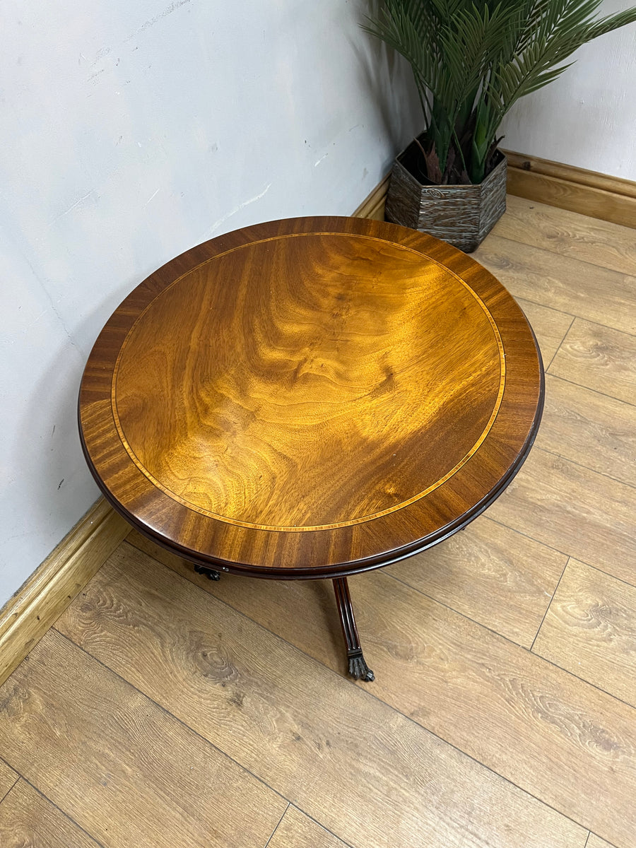 Vintage Mahogany Pedestal Side Table On Castors (SKU87)