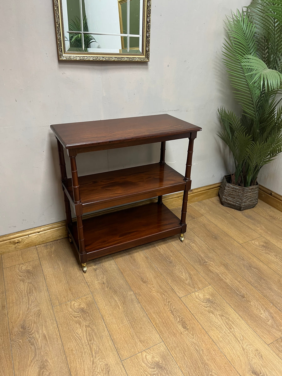 Vintage Mahogany Buffet 3 Tier Trolley on Castors (SKU81)