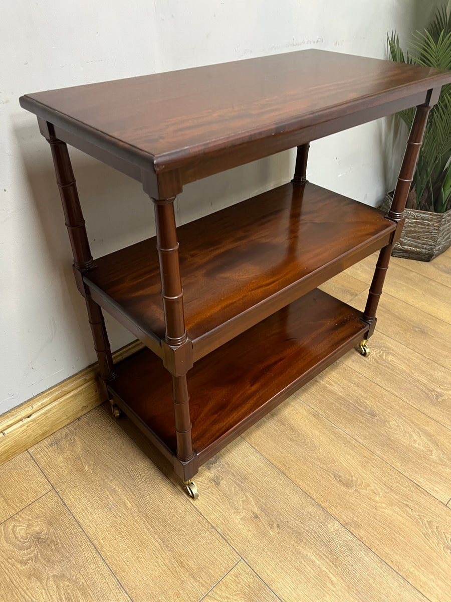 Vintage Mahogany Buffet 3 Tier Trolley on Castors (SKU81)