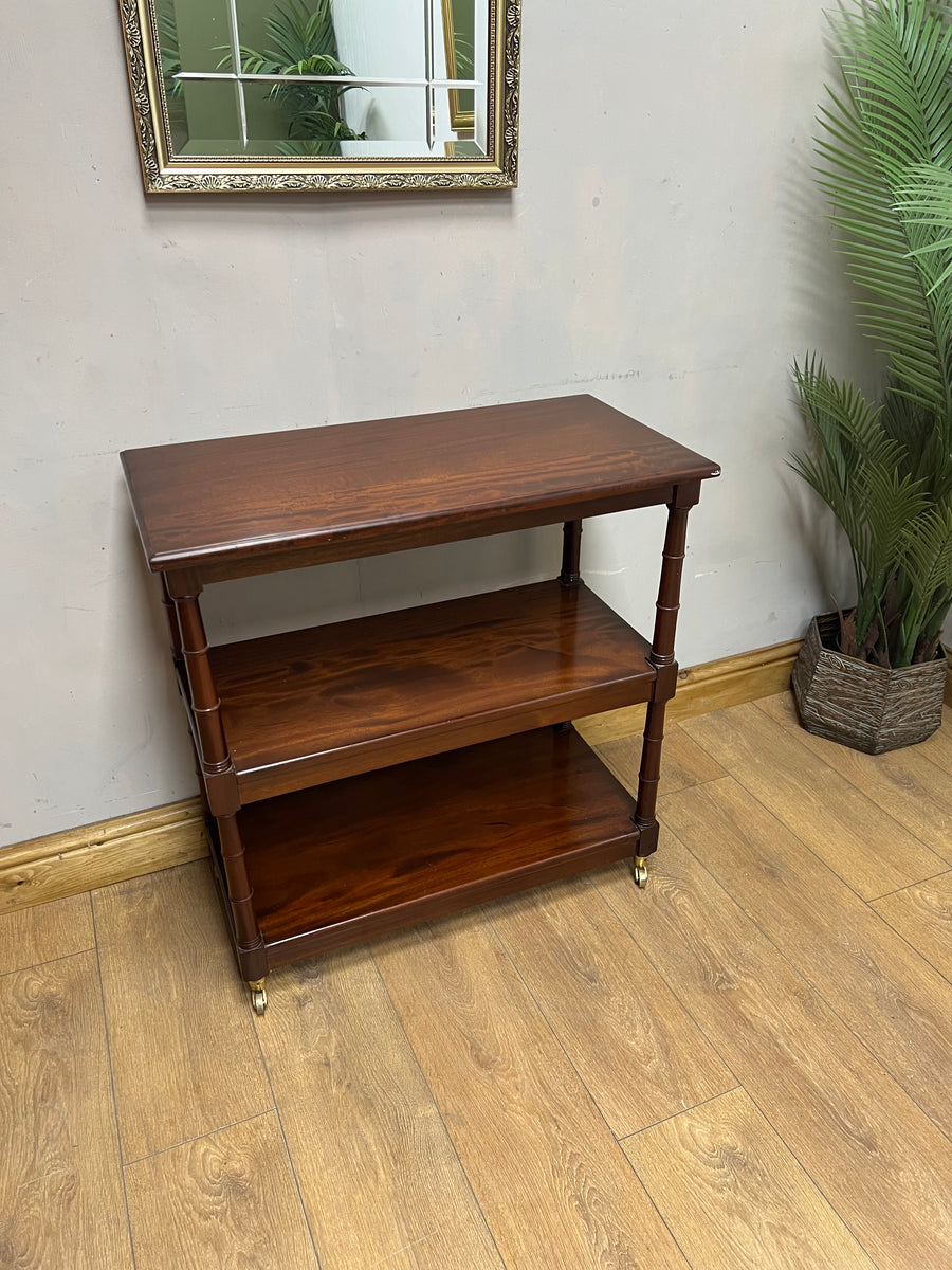 Vintage Mahogany Buffet 3 Tier Trolley on Castors (SKU81)