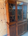 Vintage Yew Wood Glazed Bookcase Display Cabinet (SKU71)