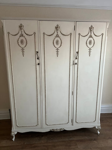 Vintage French Style Triple Wardrobe (SKU158)
