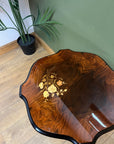 Vintage Italian Walnut Top Floral Inlay Side Table (SKU92)