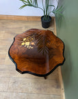Vintage Italian Walnut Top Floral Inlay Side Table (SKU92)