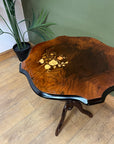 Vintage Italian Walnut Top Floral Inlay Side Table (SKU92)