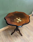 Vintage Italian Walnut Top Floral Inlay Side Table (SKU92)