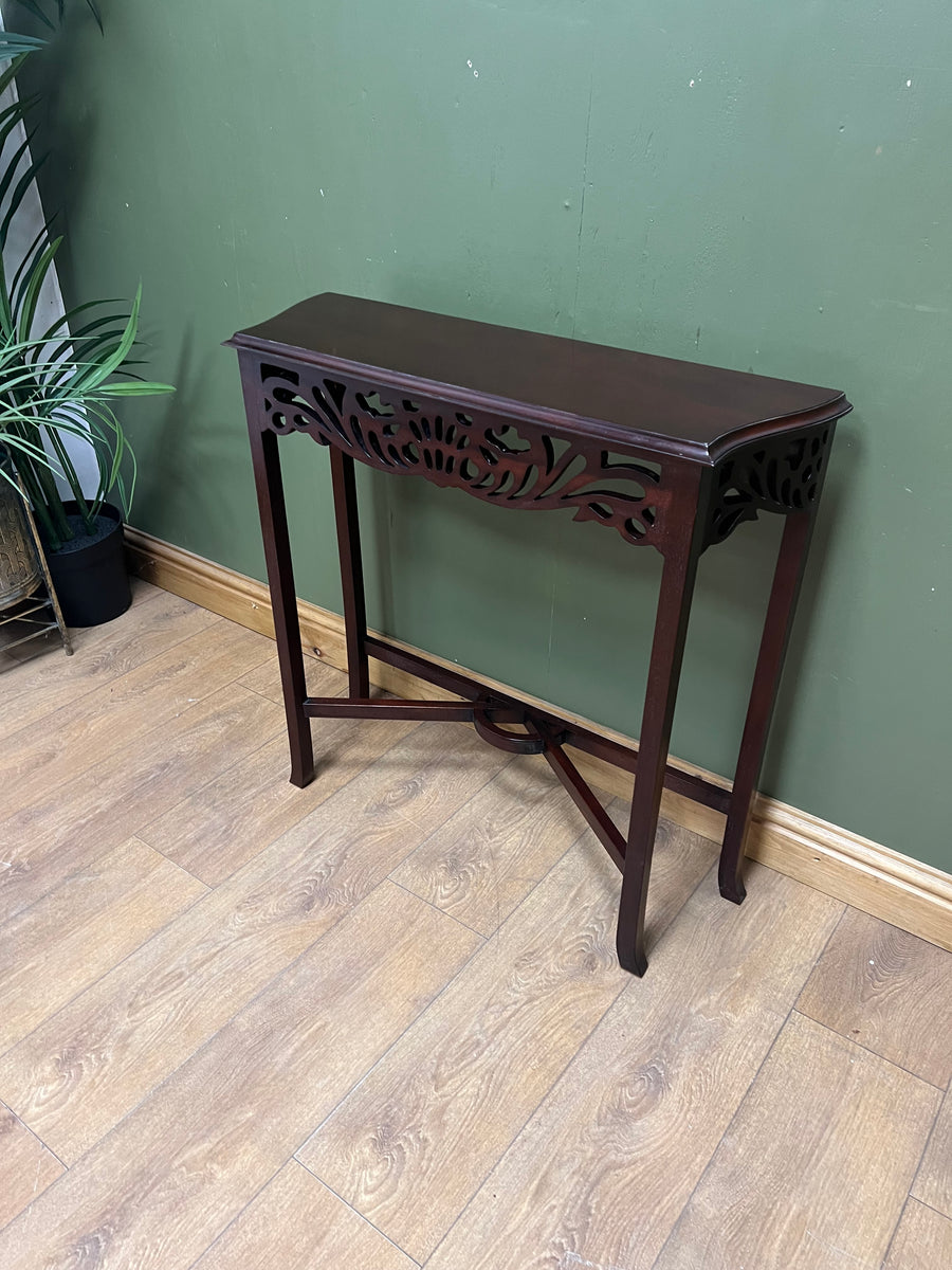 Narrow Mahogany Carved Console Table (SKU221)