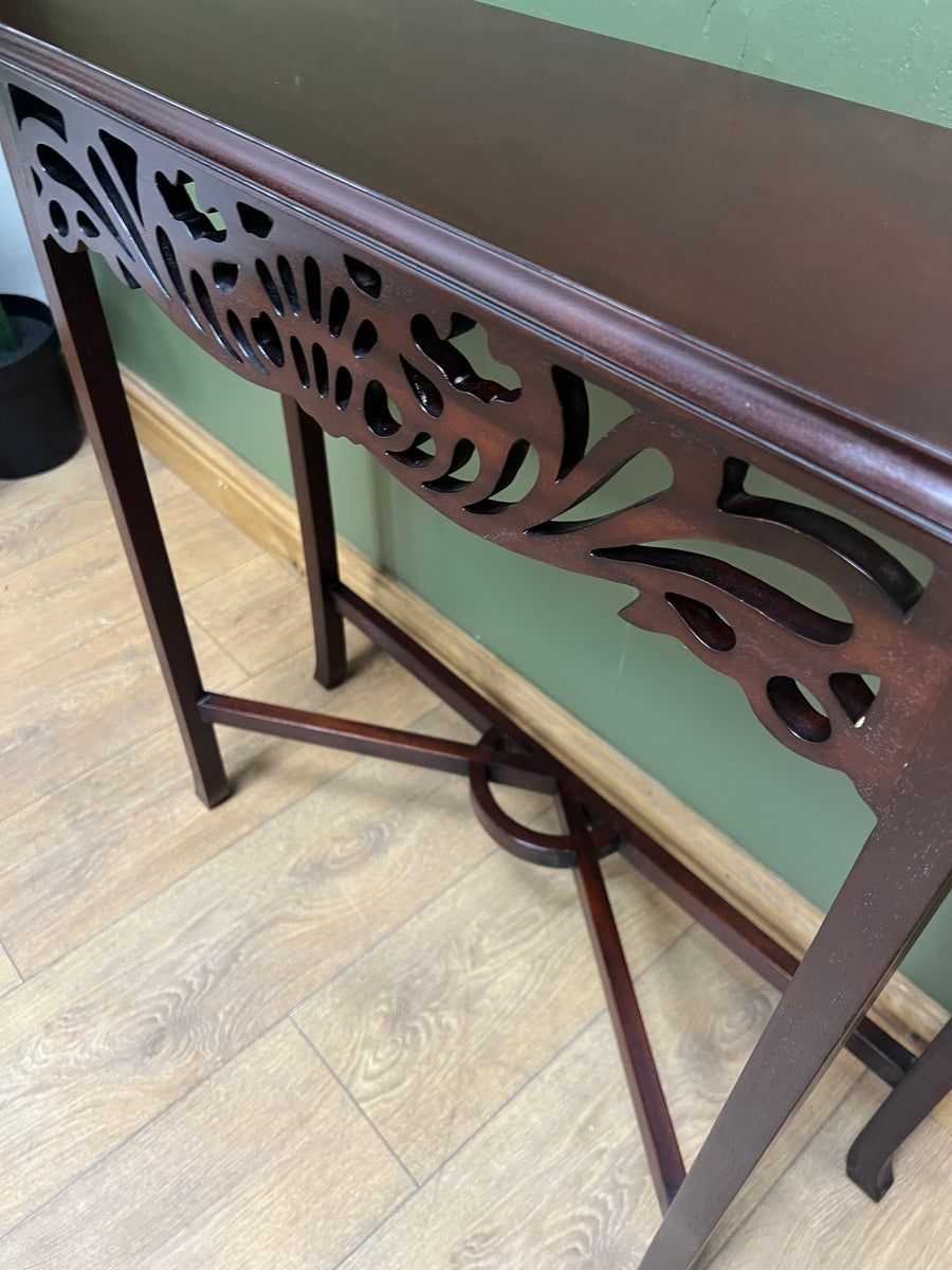 Narrow Mahogany Carved Console Table (SKU221)