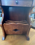 Oak Side Table / Magazine Rack and Single Drawer (SKU74)