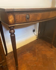 Mahogany Inlaid Bow Fronted Console Table On Fluted Legs Single Drawer (SKU222)