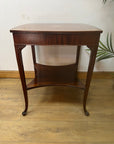 Antique Two Tier Occasional Table Delicate Marquetry Slender Cabriole Legs (SKU76)
