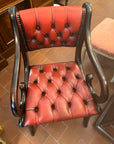 Regency Style Mahogany Red Leather Button Back Desk Armchair (SKU121)