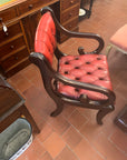 Regency Style Mahogany Red Leather Button Back Desk Armchair (SKU121)