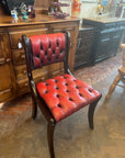 Regency Style Mahogany Red Leather Button Back Desk Chair (SKU122)
