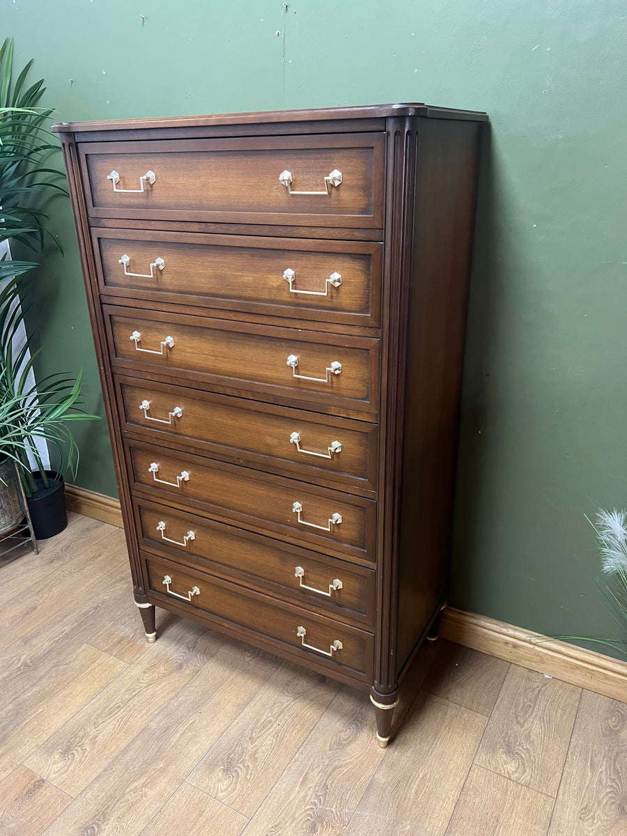 Vintage Mahogany Louis XVI Style Tall Chest Drawers (SKU168)
