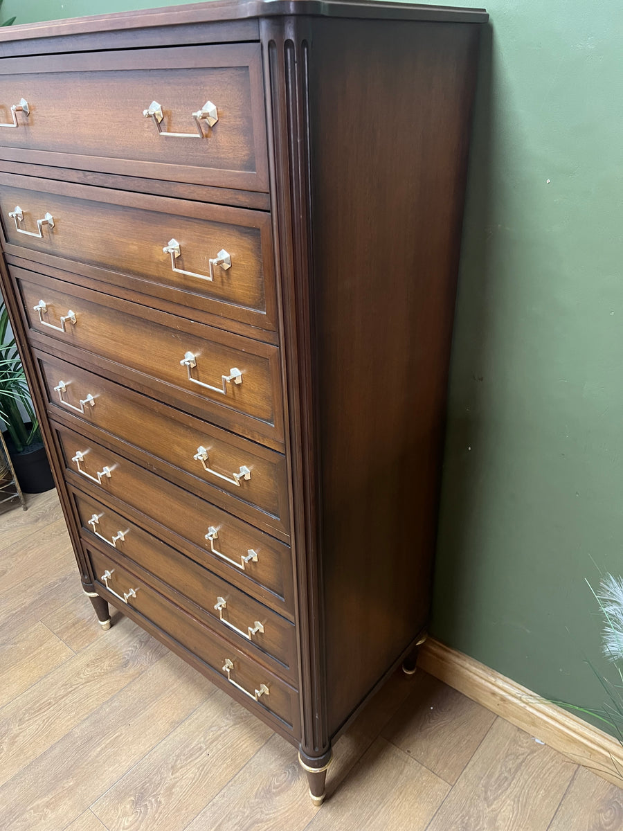 Vintage Mahogany Louis XVI Style Tall Chest Drawers (SKU168)