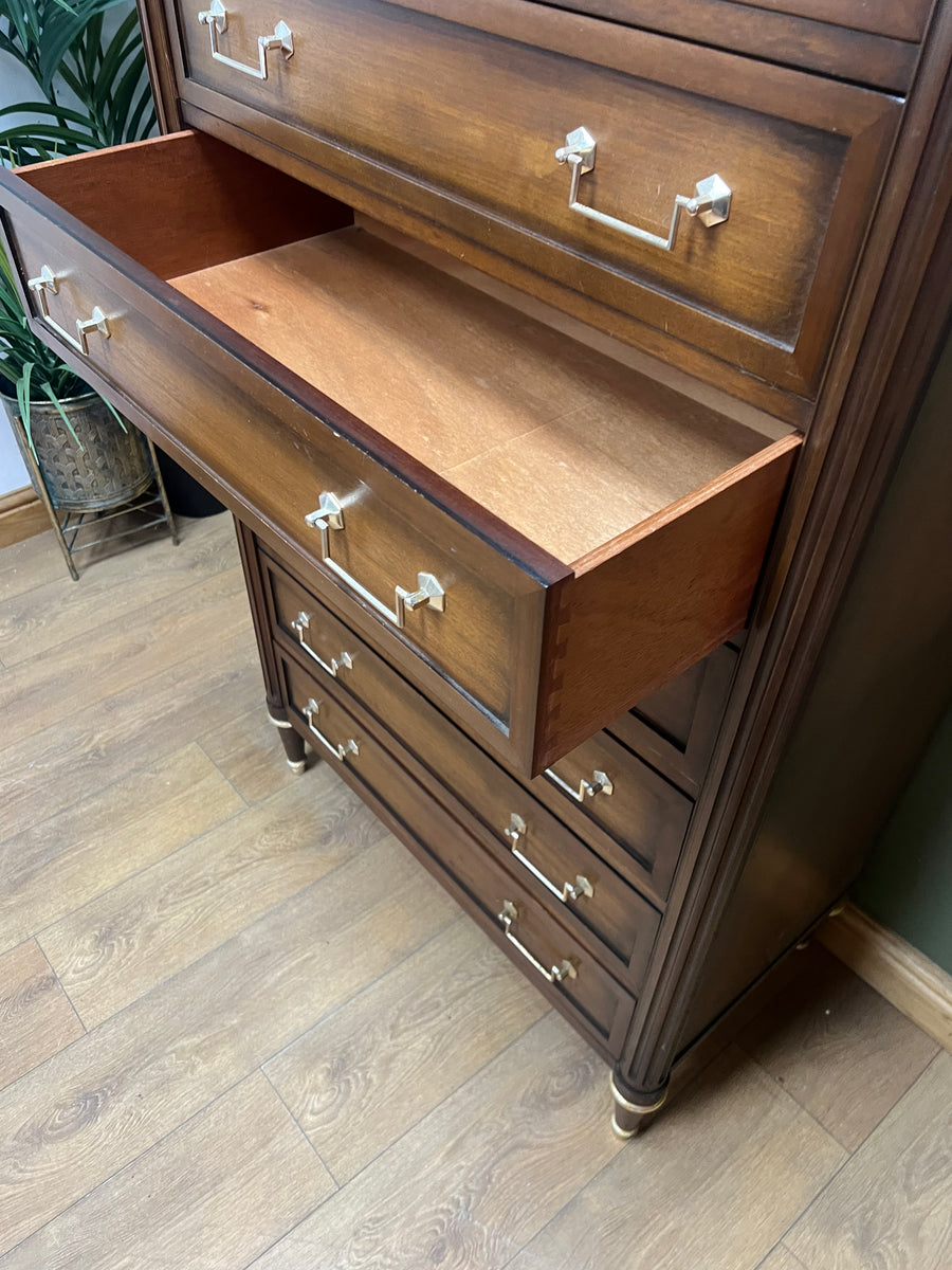 Vintage Mahogany Louis XVI Style Tall Chest Drawers (SKU168)