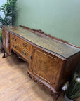 Burr Walnut Carved Long Sideboard Cabriole Legs on Ball Claw Supports (SKU68)
