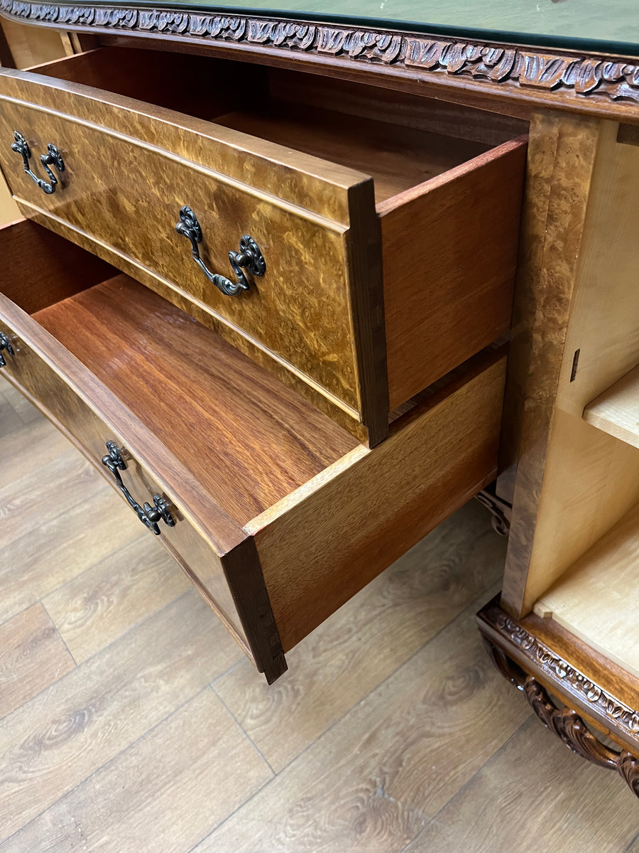 Burr Walnut Carved Long Sideboard Cabriole Legs on Ball Claw Supports (SKU68)