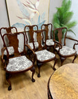 Burr Walnut Carved Dining Table Cabriole Legs on Ball Claw Supports With 6 Chairs(SKU27)