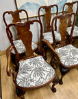 Burr Walnut Carved Dining Table Cabriole Legs on Ball Claw Supports With 6 Chairs(SKU27)