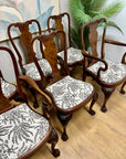 Burr Walnut Carved Dining Table Cabriole Legs on Ball Claw Supports With 6 Chairs(SKU27)