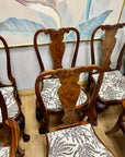 Burr Walnut Carved Dining Table Cabriole Legs on Ball Claw Supports With 6 Chairs(SKU27)