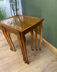 Nest of 3 Vintage Tables with Glass protective tops (SKU69)