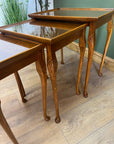 Nest of 3 Vintage Tables with Glass protective tops (SKU69)